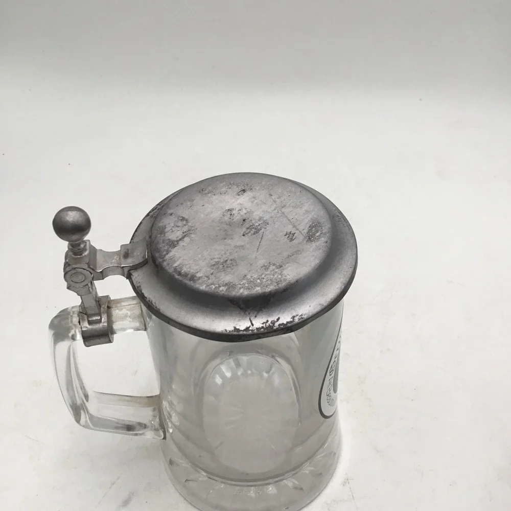 German Alps Festival Hunter Mountain NY Glass Beer Stein with Pewter Lid
